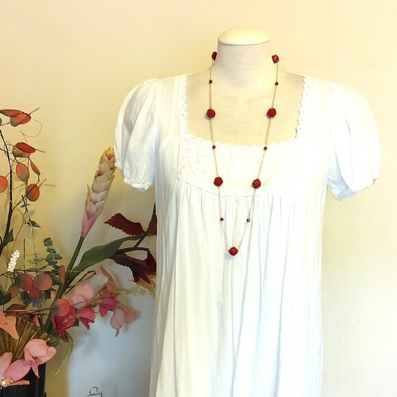 Vintage NEW Rose Charm Red Flower Necklace Silver Tone Chain VTG Timeless - Picture 5 of 7